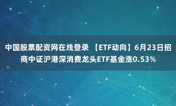 中国股票配资网在线登录 【ETF动向】6月23日招商中证沪港深消费龙头ETF基金涨0.53%