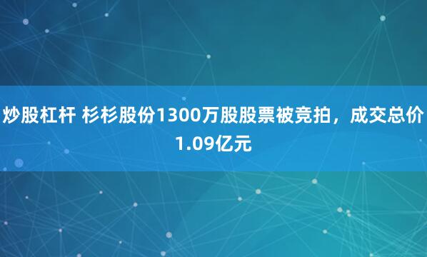 炒股杠杆 杉杉股份1300万股股票被竞拍，成交总价1.09亿元